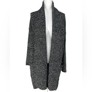 CASLON / Black & White Long Sweater Cardigan / Small